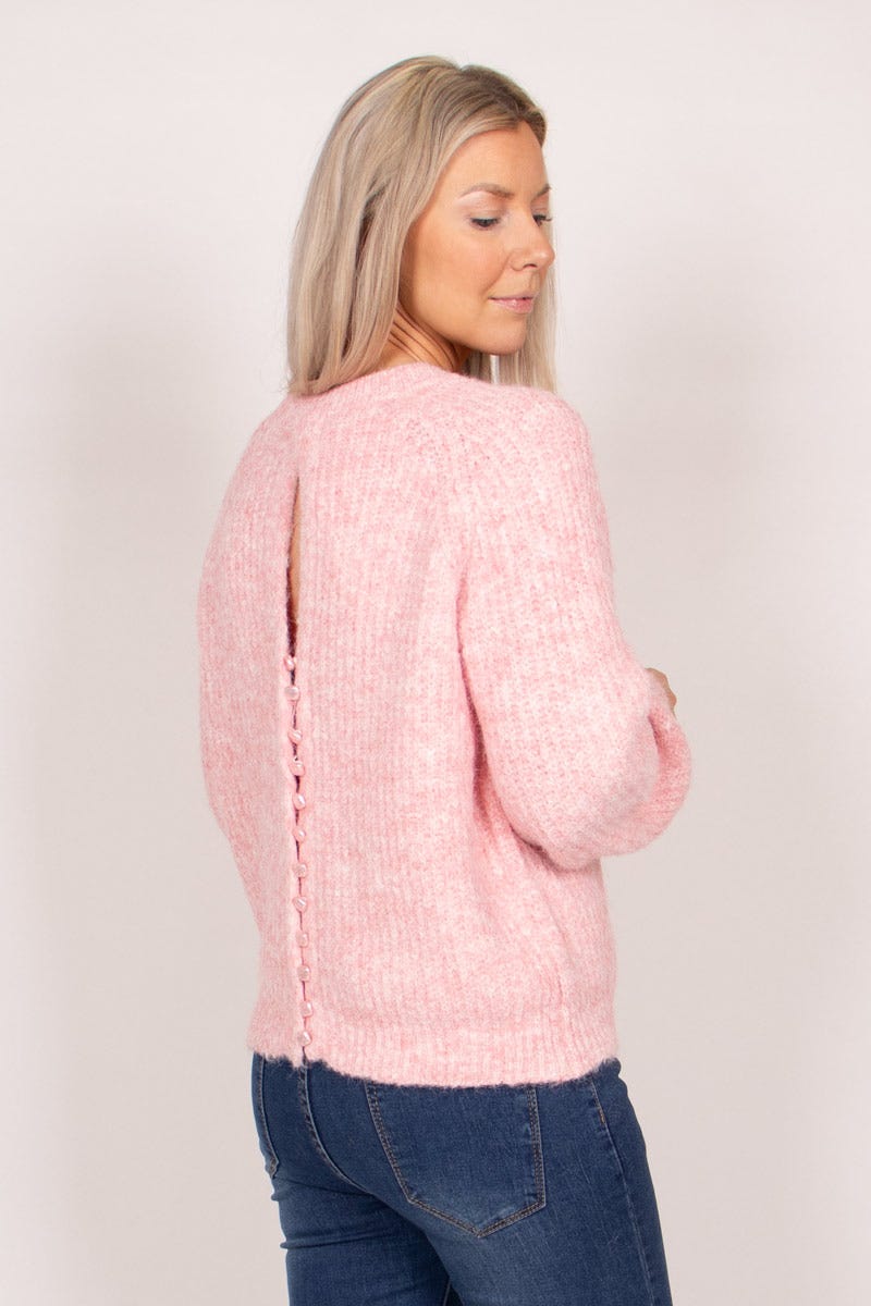 Strickpullover mit Rückenverschluss Rosa