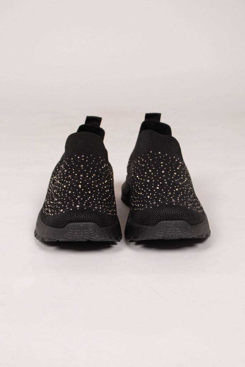 Slip On Sneakers mit Glitzersteinchen Schwarz