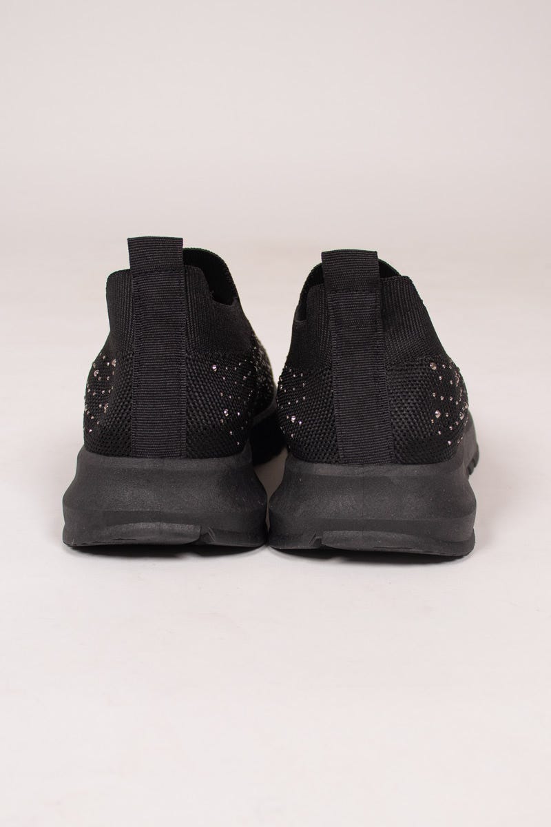 Slip On Sneakers mit Glitzersteinchen Schwarz