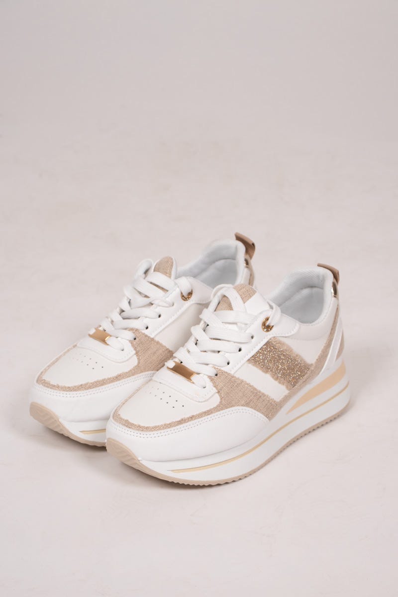 Sneakers mit Glitzer Beige