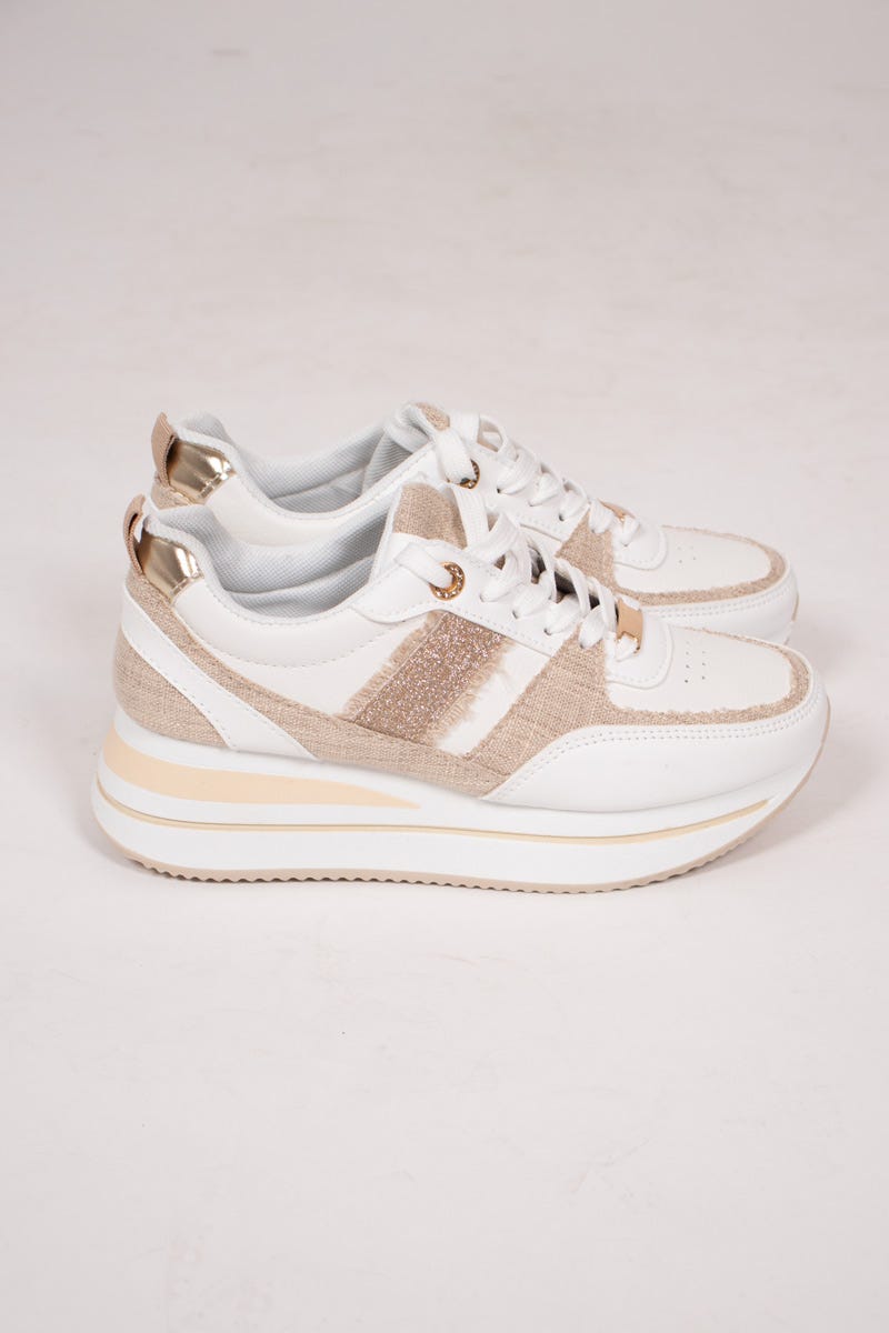 Sneakers mit Glitzer Beige