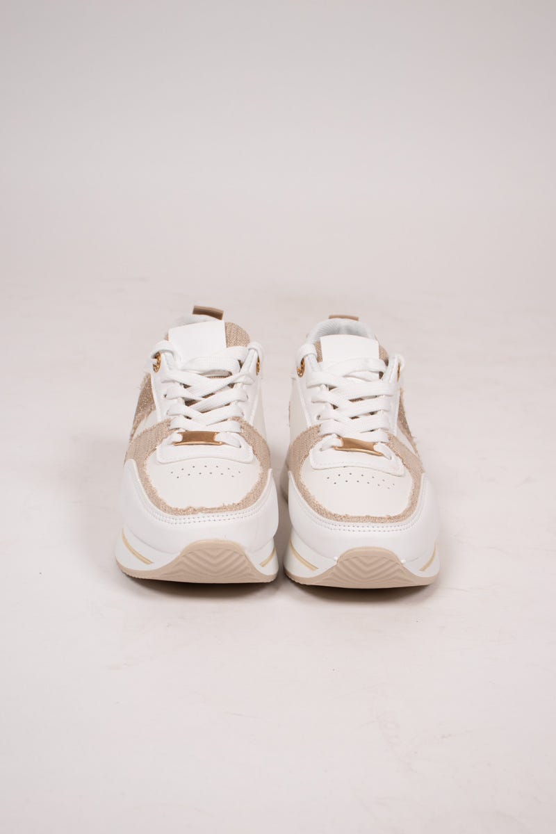 Sneakers mit Glitzer Beige