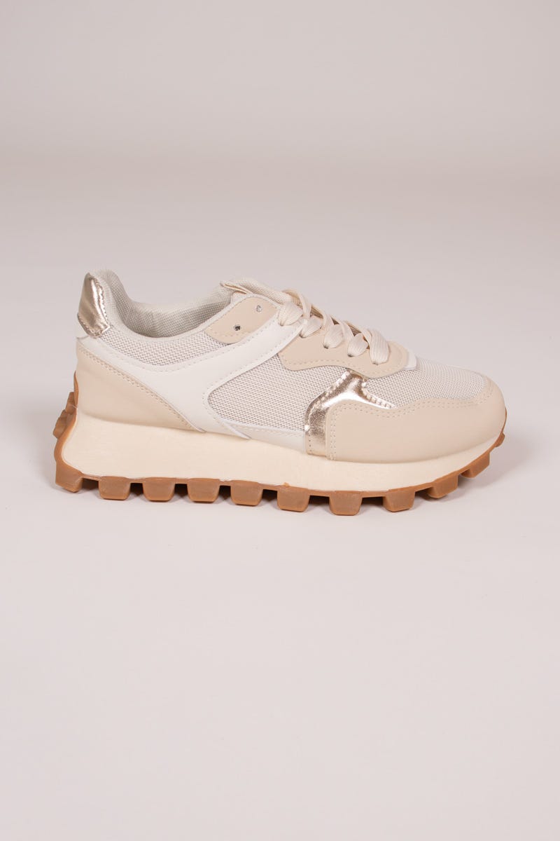 Sneakers mit dicker Sohle Beige