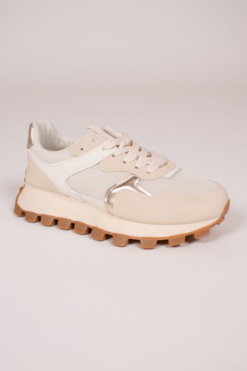 Sneakers mit dicker Sohle Beige