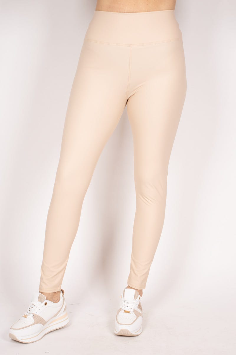 Beschichtete Leggins Beige