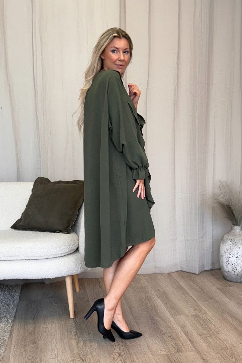 Rüschenkleid Khaki