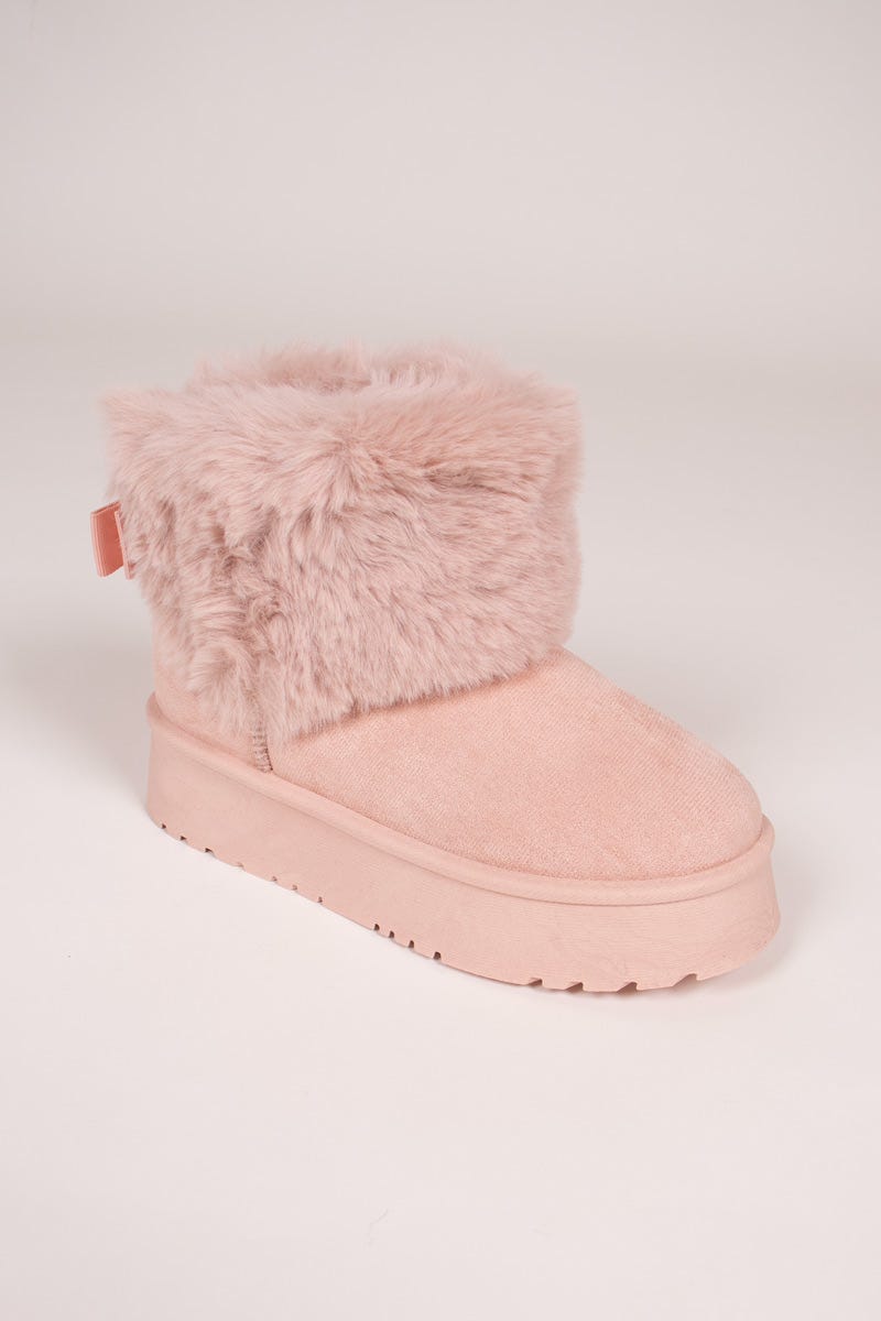 Kuschelstiefel mit Schleife Rosa