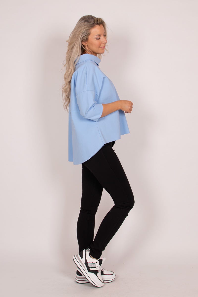 Bluse m. rullekrave Sky blue