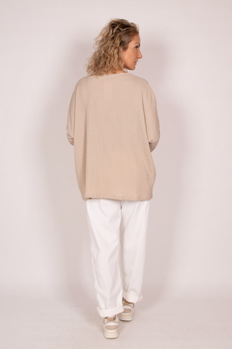 Bluse mit Pailletten Taupe