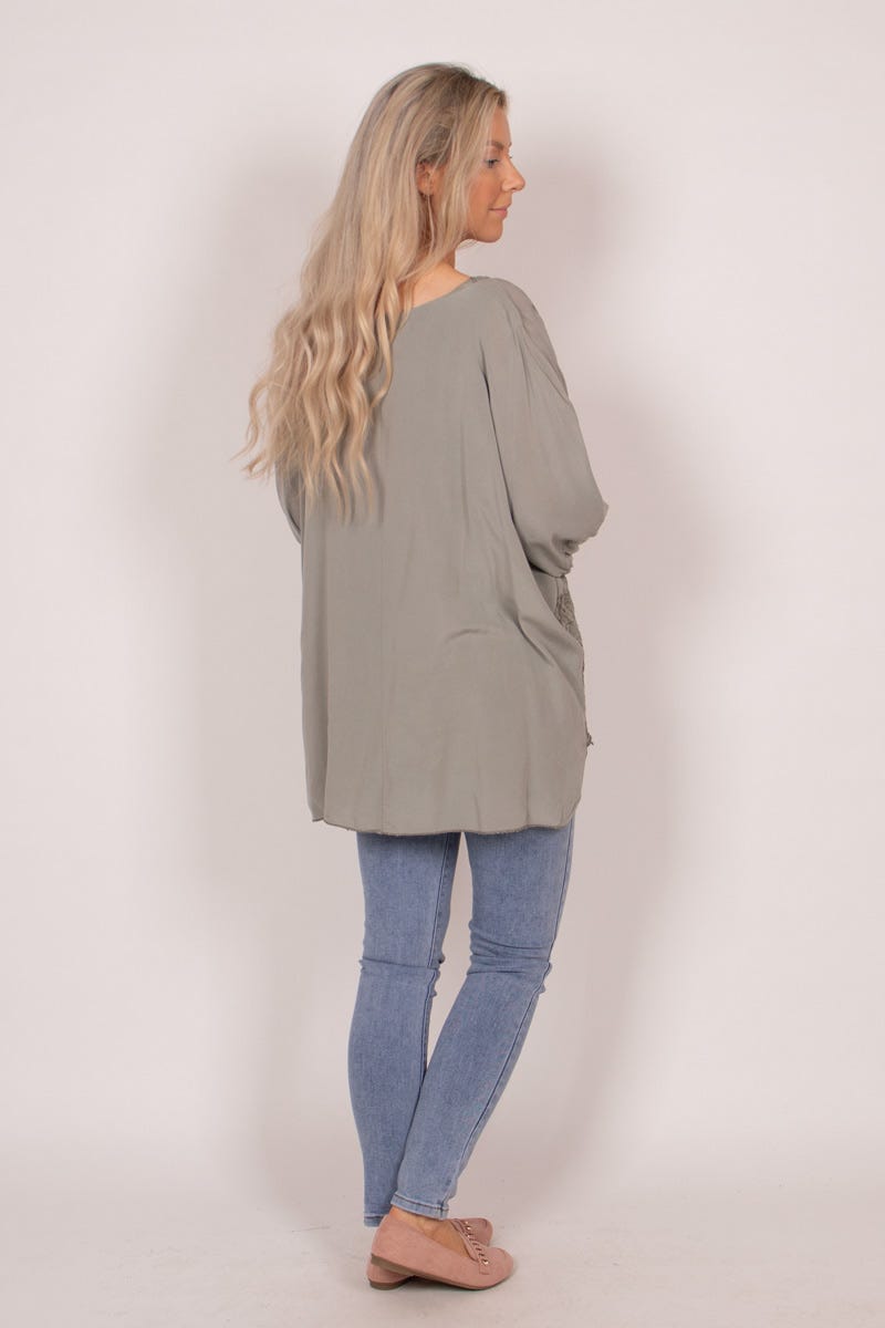 Bluse mit Stickerei Grün Anglaise