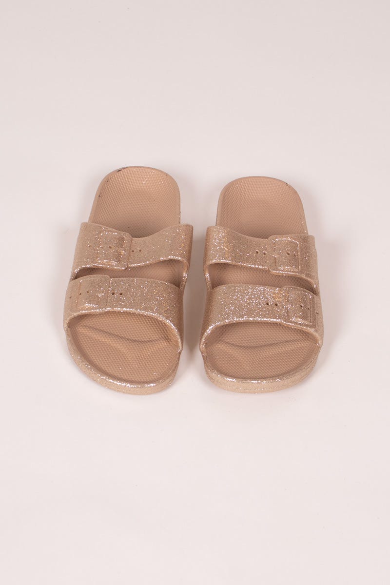 Sandalen mit Glitzer Goldfarben