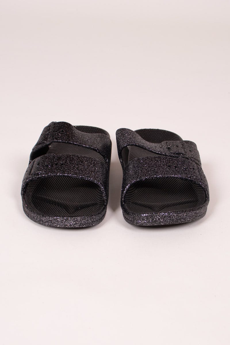 Sandalen mit Glitzer Schwarz