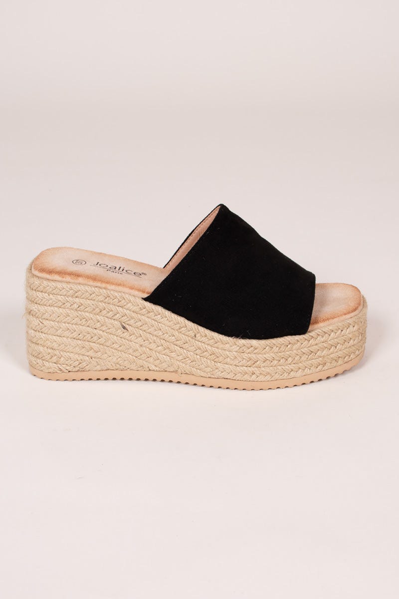 Espadrillos m. kraftig sål Sort