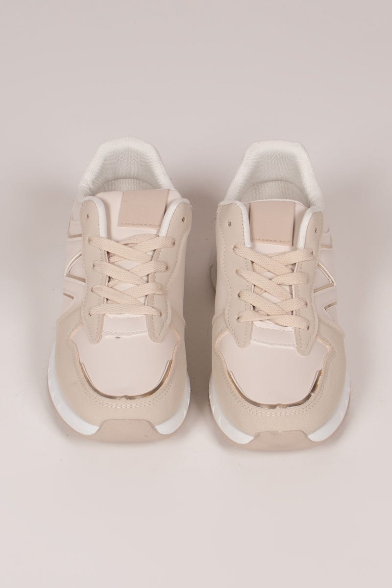 Sneakers mit goldenen Details Beige