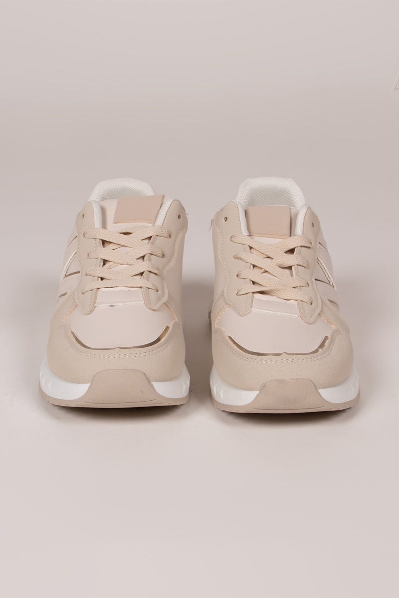 Sneakers m. guld detaljer Beige