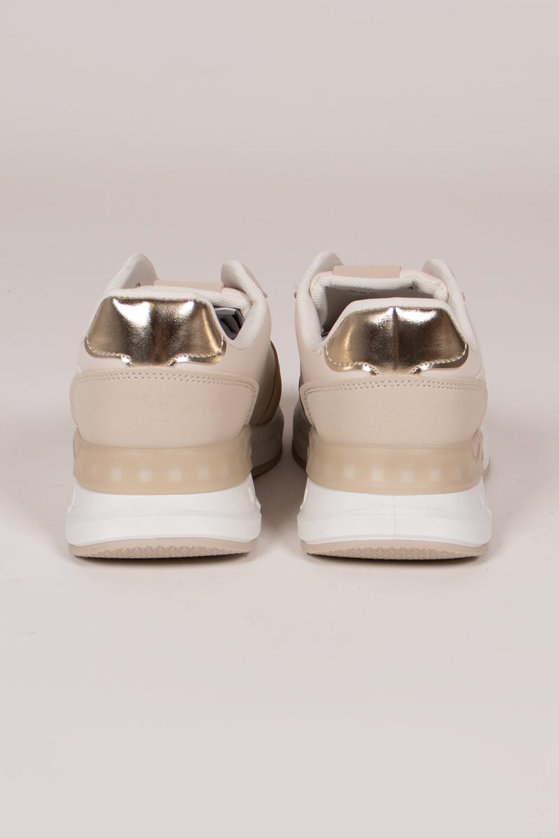 Sneakers m. guld detaljer Beige