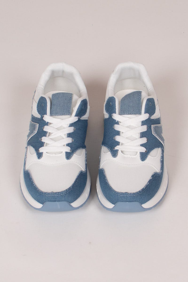 Sneakers mit Mesh-Stoff und Denim-Details Blau