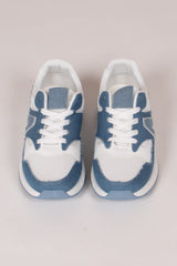 Sneakers mit Mesh-Stoff und Denim-Details Blau