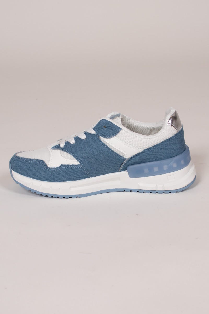 Sneakers mit Mesh-Stoff und Denim-Details Blau