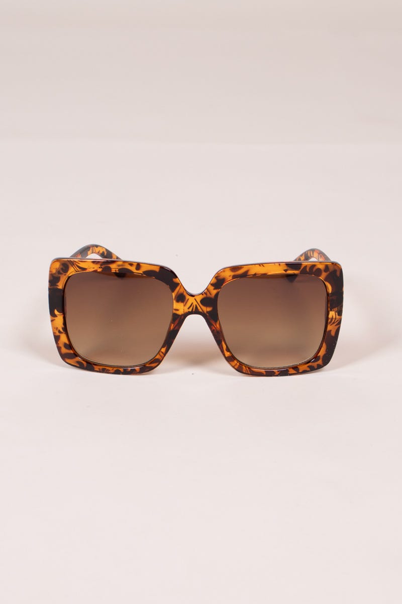 Viereckige Sonnenbrille mit Golddetail Leopardenmuster