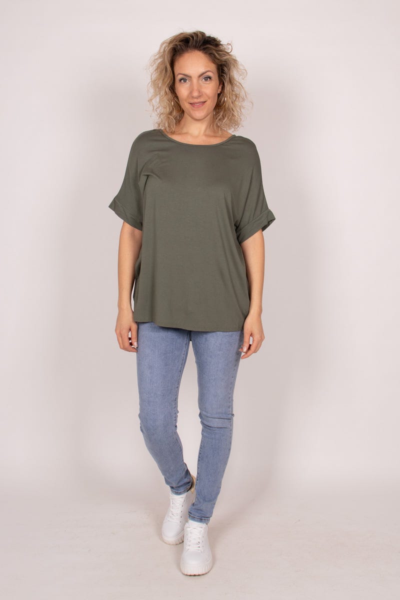 T-Shirt mit Kreuz auf dem Rücken Khaki