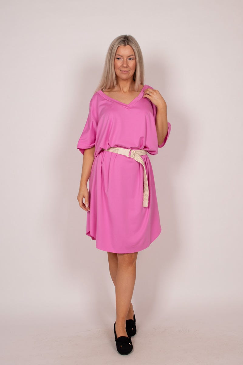 T-Shirt-Kleid mit Gürtel Pink