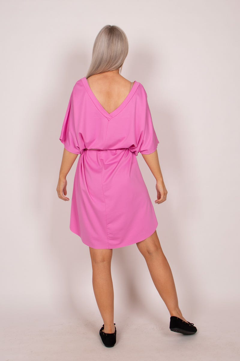 T-Shirt-Kleid mit Gürtel Pink