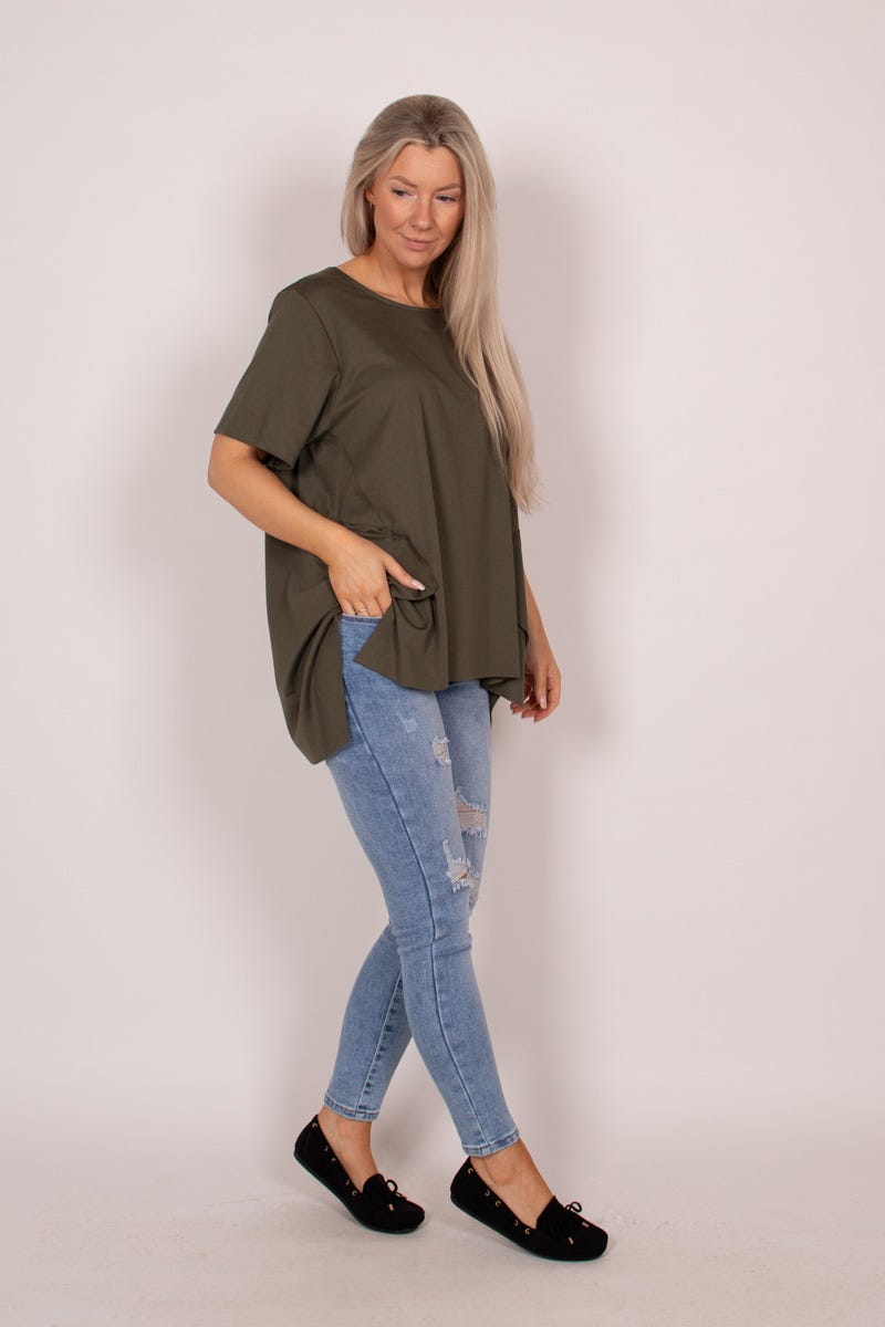 A-Linien-T-Shirt Khaki