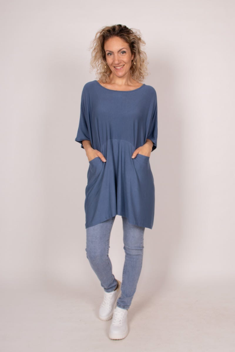 Poncho T-Shirt Blau