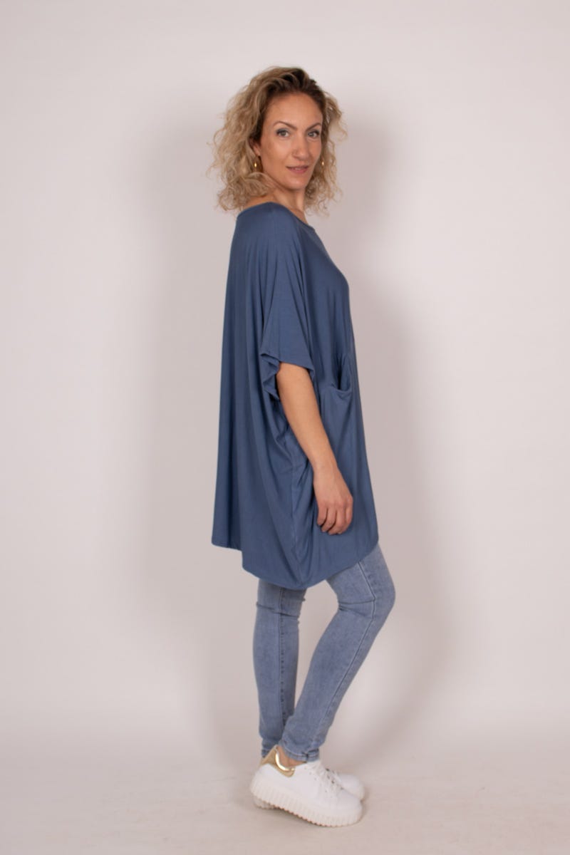 Poncho T-Shirt Blau