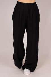 Wide leg pants Sort