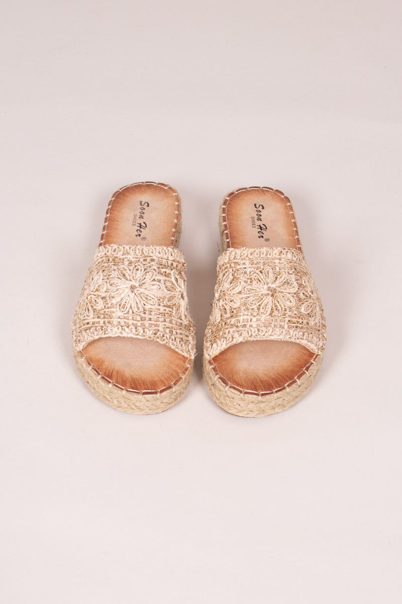 Espadrilles Damen-Sandalen mit gewebtem Detail Beige