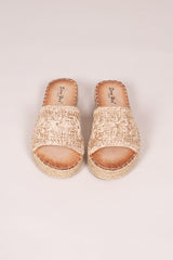 Espadrilles Damen-Sandalen mit gewebtem Detail Beige