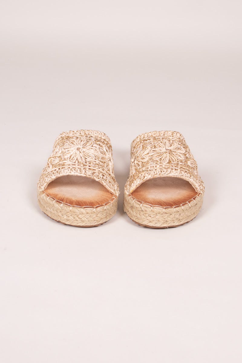 Espadrilles Damen-Sandalen mit gewebtem Detail Beige