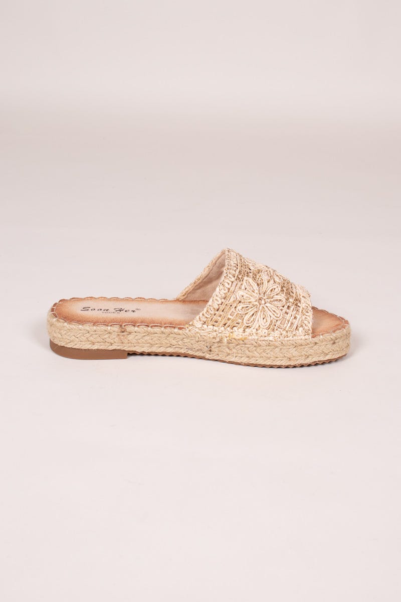 Espadrilles Damen-Sandalen mit gewebtem Detail Beige