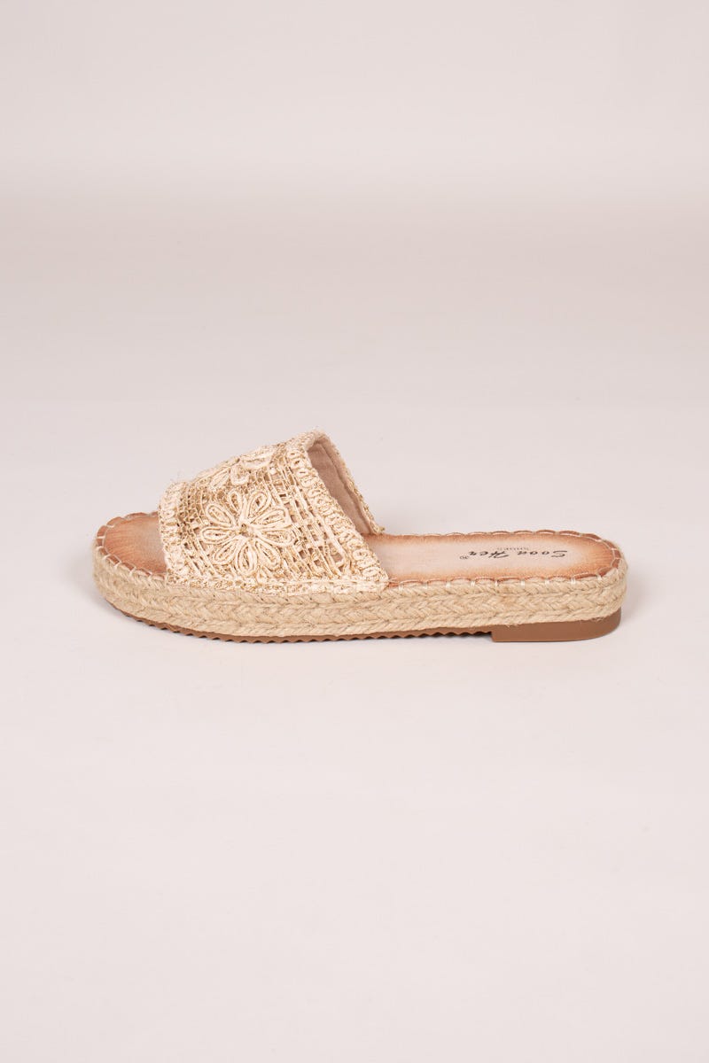 Espadrille sandal m. vævet detalje Beige