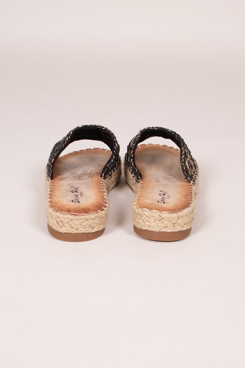 Espadrilles Damen-Sandalen mit gewebtem Detail Schwarz