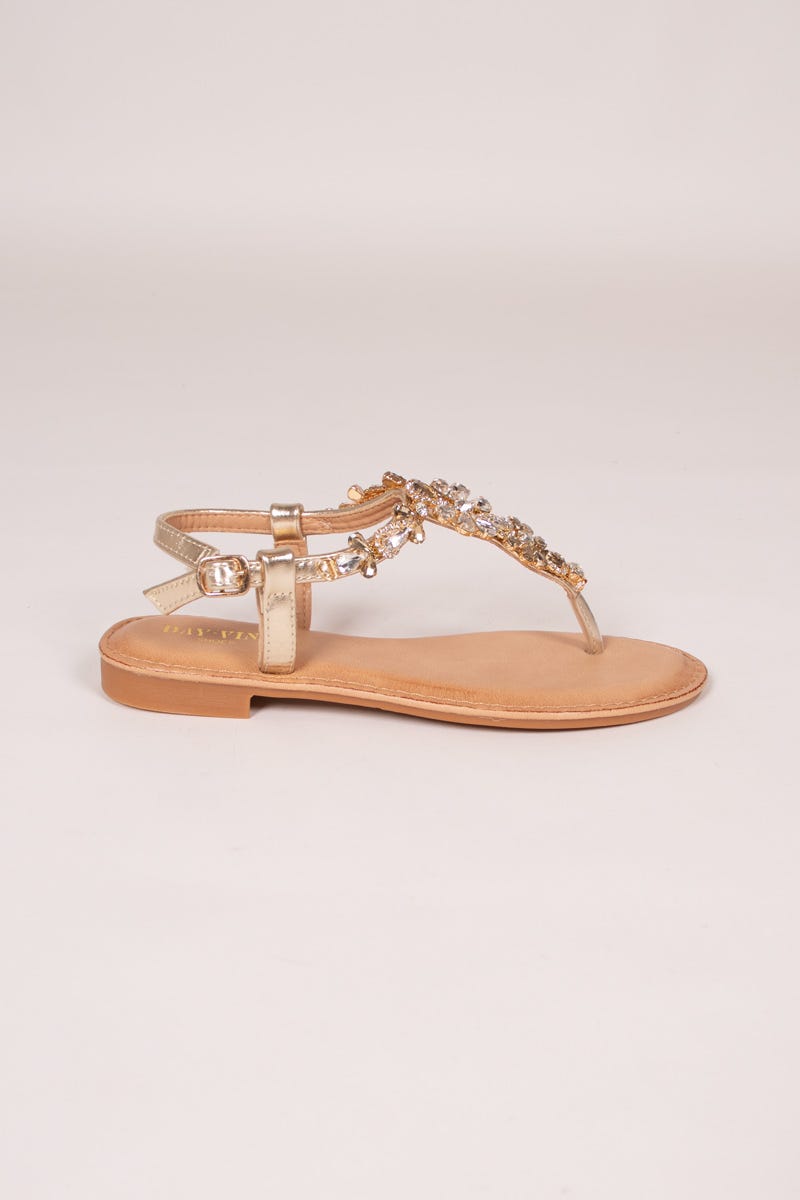 Sandalen mit Steinen Golden