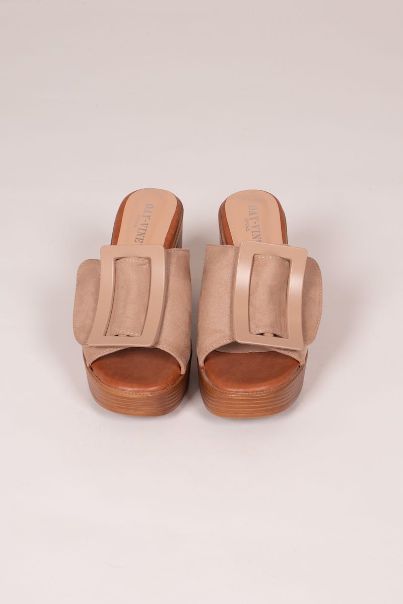 Sandalen mit Keilabsatz Taupe