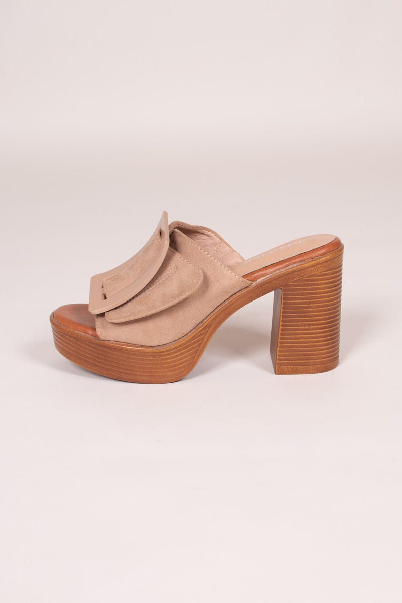 Højhælet plateau sandal Taupe