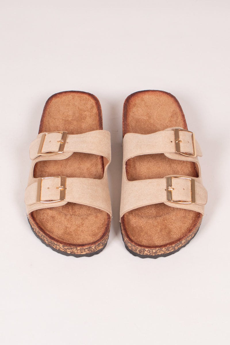 Sandalen mit Schnallen Beige