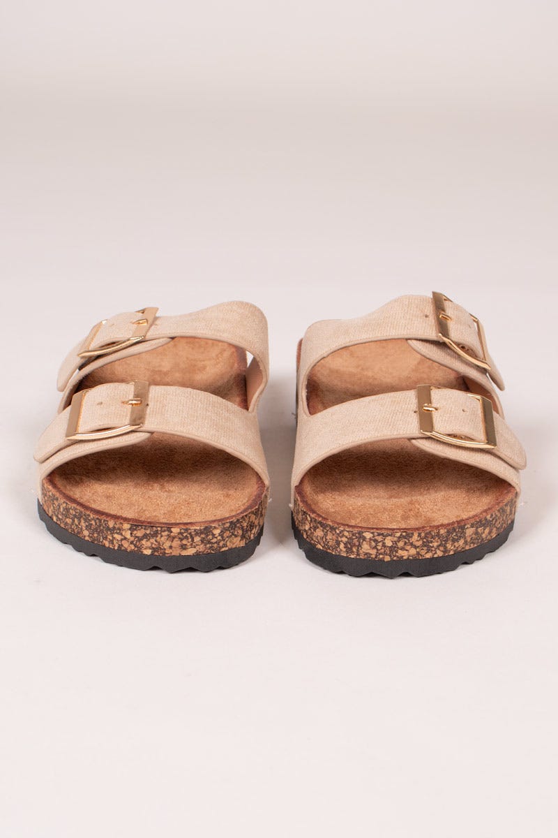 Sandalen mit Schnallen Beige