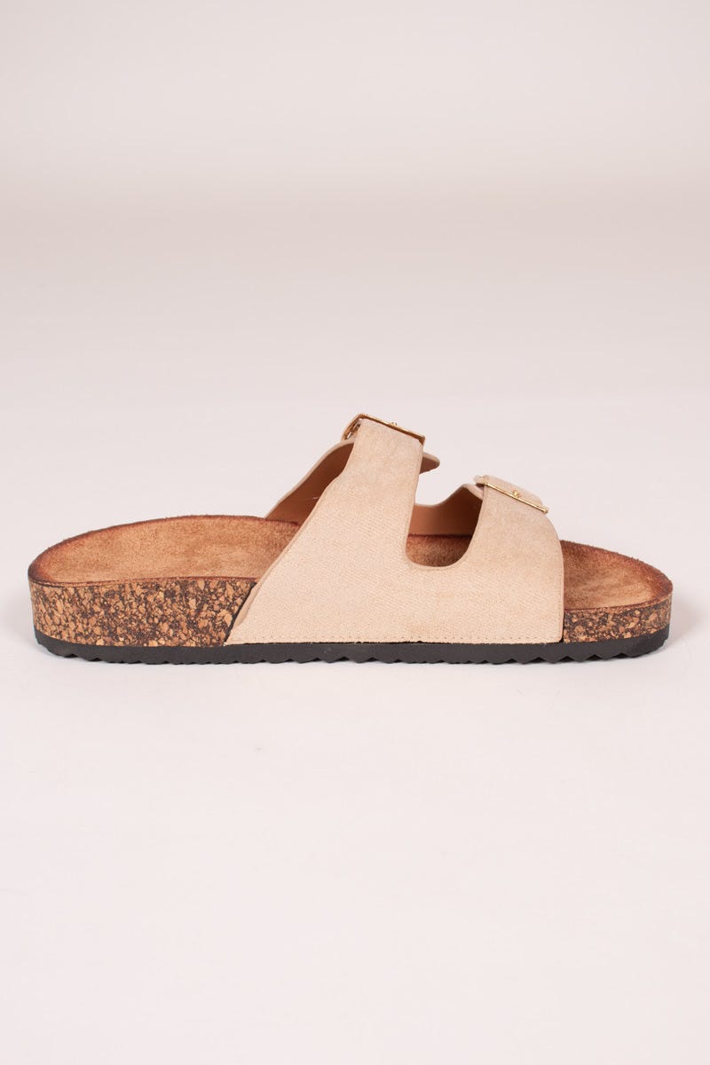 Sandalen mit Schnallen Beige