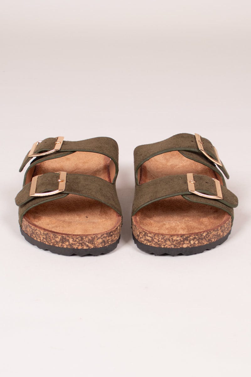 Sandalen mit Schnallen Khaki