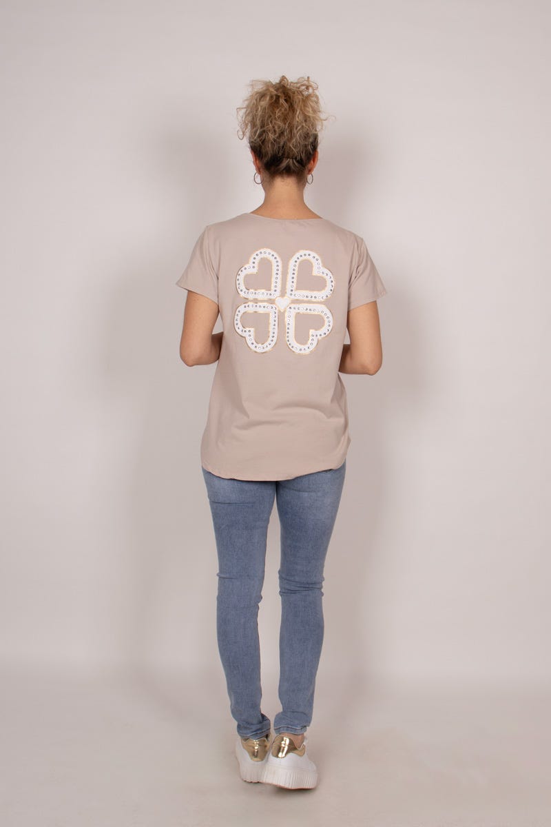 T-shirt m. tekst Beige