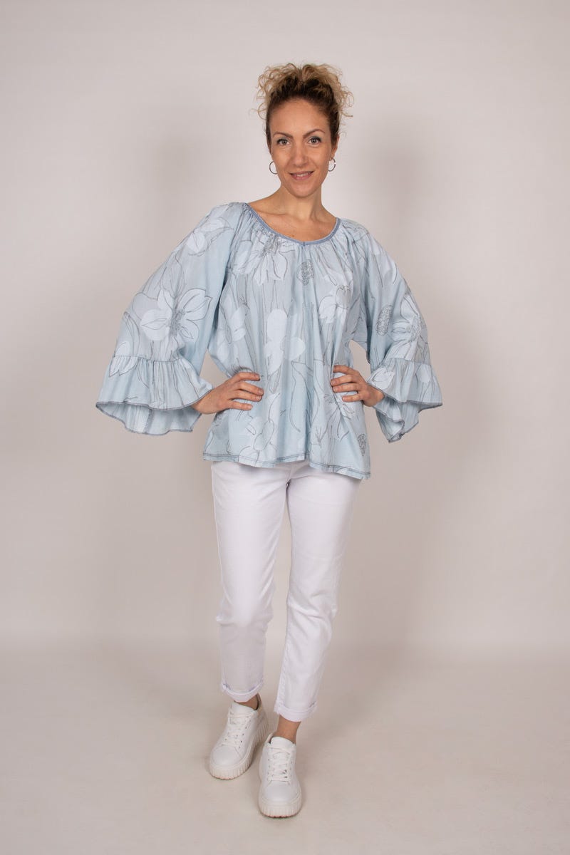 Bluse mit weiten Ärmeln Blau