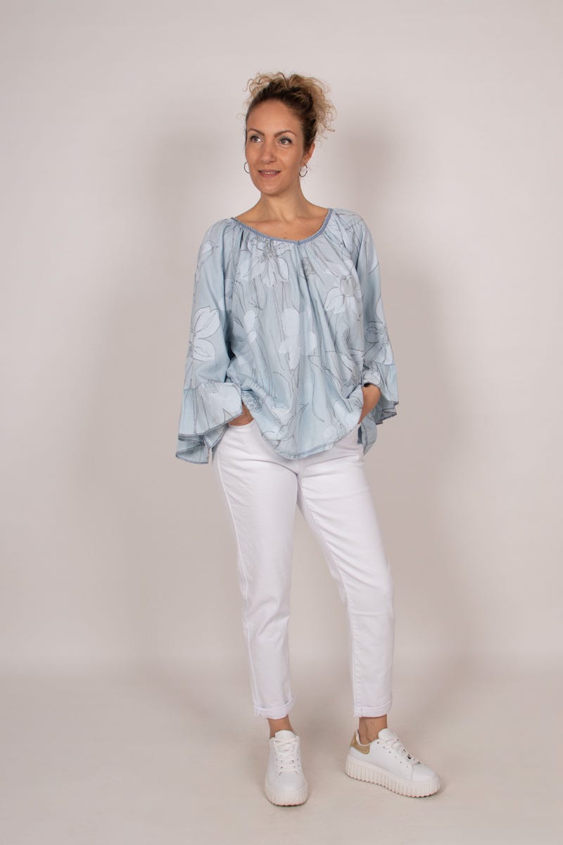 Bluse mit weiten Ärmeln Blau