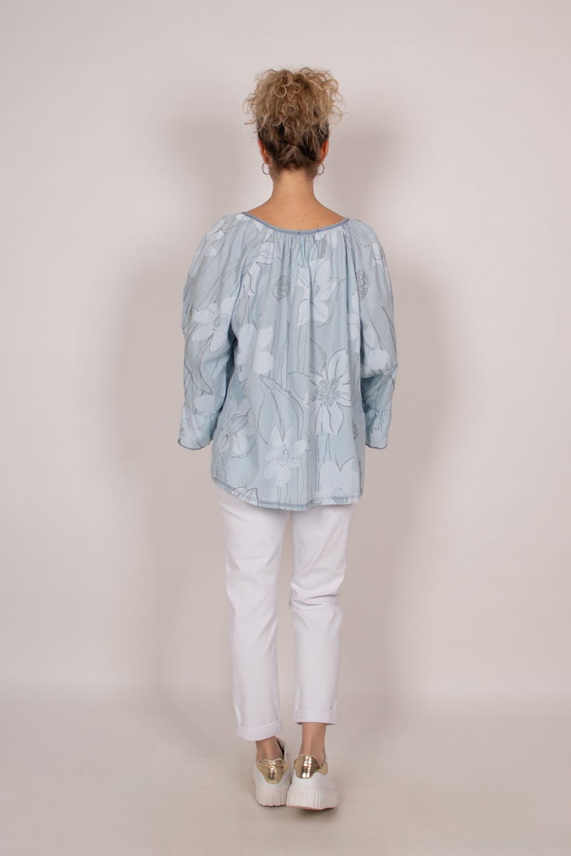 Bluse mit weiten Ärmeln Blau