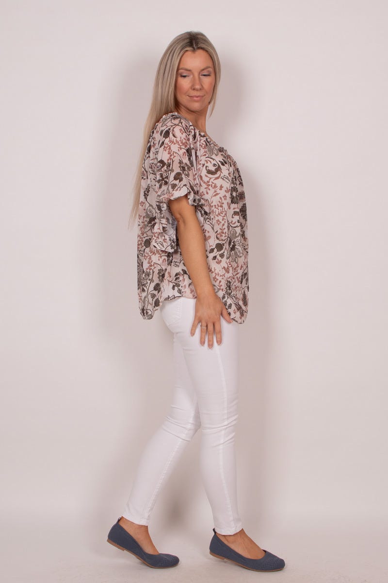 Bluse mit Blumenmuster Grün