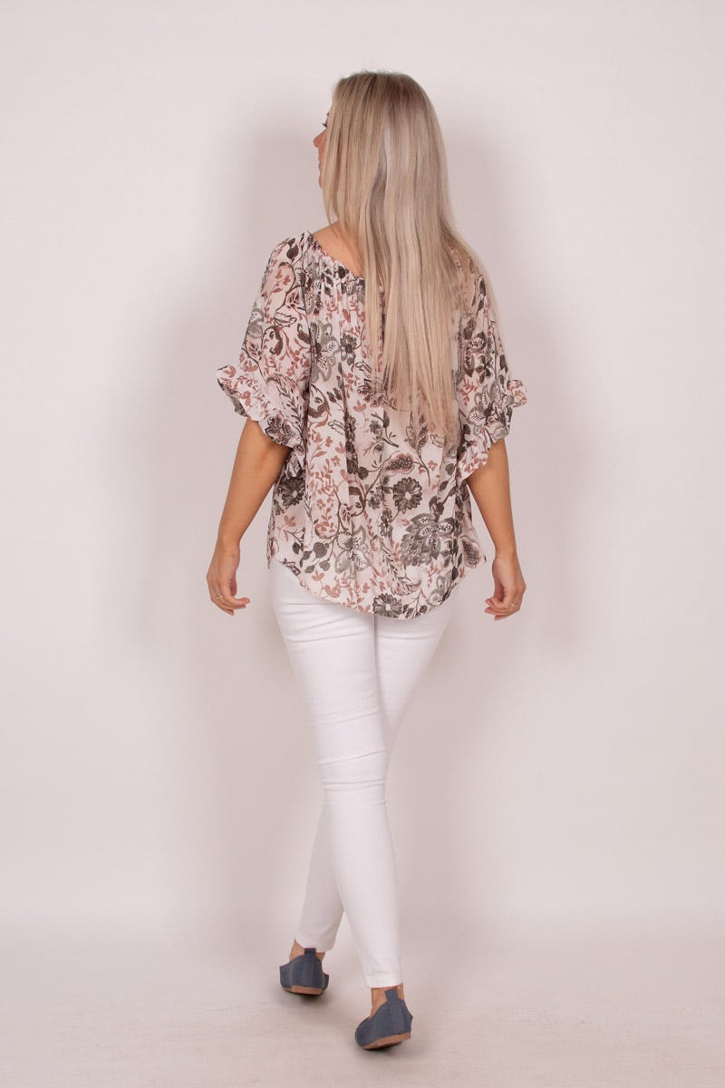 Bluse mit Blumenmuster Grün